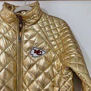 G-III 4Her Kansas City Chiefs Quilted Puffer Jacket Womens Medium Gold Metallic